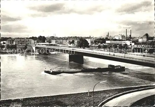 Strasbourg Alsace Pont de l Europe sur le Rhin Europabruecke Rhein Frachtkahn Kat. Strasbourg