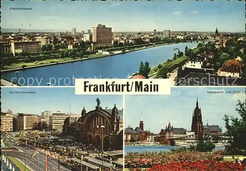 Frankfurt Main Mainpartie und Dom Hauptbahnhof Stadtpanorama Kat. Frankfurt am Main
