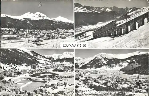 Davos GR Bergbahn Eisbahn  Fliegeraufnahme Kat. Davos