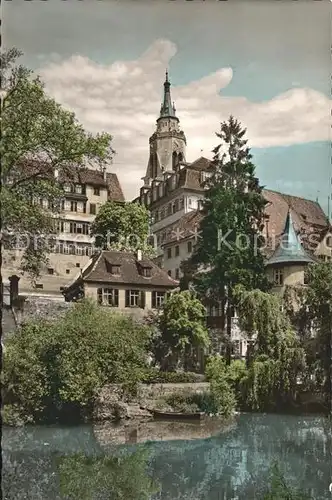 Tuebingen Neckarpartie Stiftskirche mit Hoelderlinturm Kat. Tuebingen