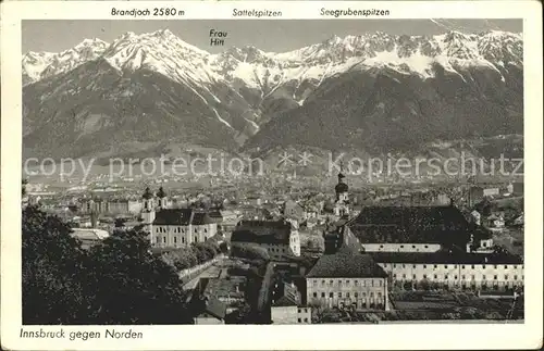Innsbruck Fliegeraufnahme mit Brandjoch Sattelspitzen und Seegrubenspitzen Kat. Innsbruck