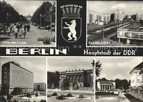 Berlin Unter den Linden Karl Marx Alee Hotel Berolina Operncafe Kat. Berlin