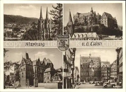 Marburg Lahn Elisabethenkirche Schloss Universitaet Rathaus Kat. Marburg