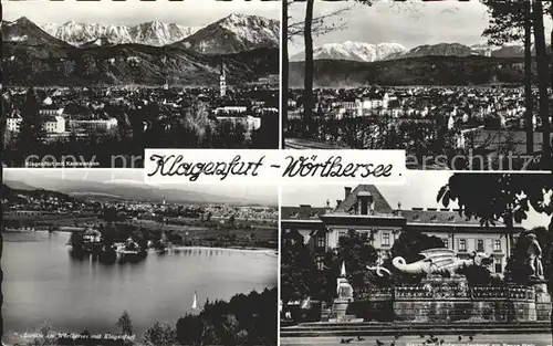 Klagenfurt Woerthersee Gesamtansicht mit Karawanken Woerthersee Lindwurmdenkmal / Klagenfurt /Klagenfurt-Villach