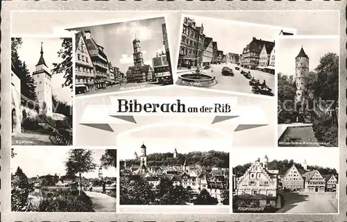 Biberach Riss Gigelturm Marktplatz Brunnen Weisser Turm Wielanddenkmal Kapellenplatz Kat. Biberach an der Riss