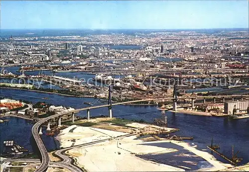 Hamburg Koehlbrandbruecke Hafen Fliegeraufnahme Kat. Hamburg