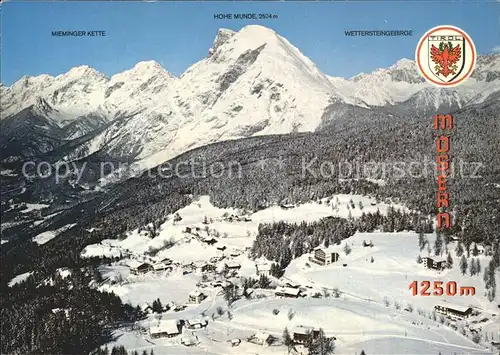 Moesern Panorama Wintersportplatz Hoehenluftkurort Alpen Fliegeraufnahme Kat. Telfs