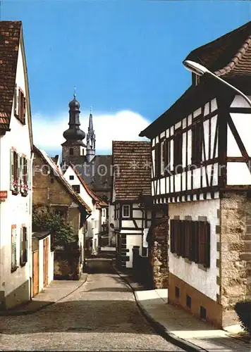 Bad Bergzabern Pfarrgasse Kirchturm Fachwerkhaus Kneippheilbad Heilklimatischer Kurort Kat. Bad Bergzabern