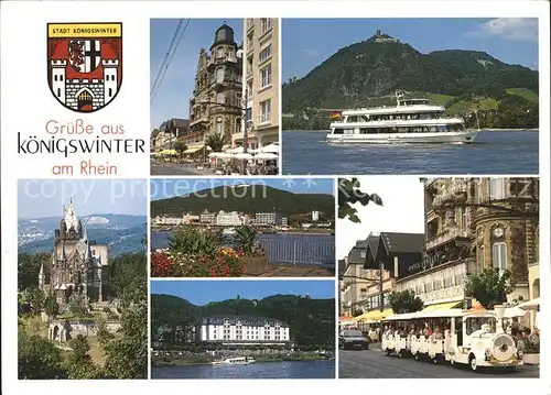 Koenigswinter Teilansichten Rhein Dampfer Touristenbahn Hotel Drachenfels Schloss Kat. Koenigswinter