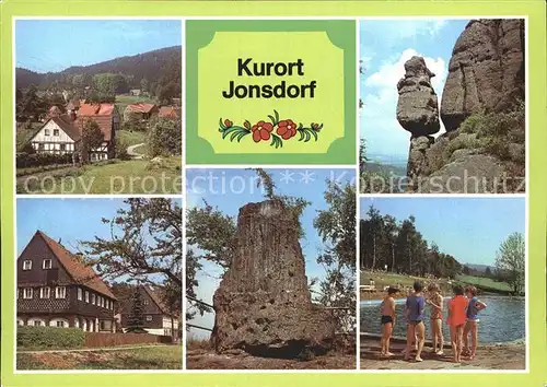 Jonsdorf An der Drehe Henningsaeule Umgebindehaeuser Orgel Gebirgsbad Felsen Kat. Kurort Jonsdorf