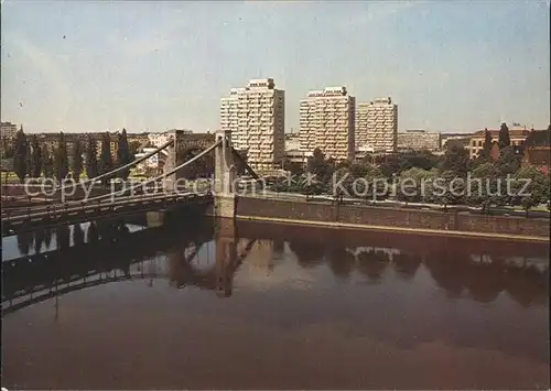 Wroclaw Wiezowce przy placu Grunwaldzkim Mostu Bruecke Hochhaeuser Kat. Wroclaw Breslau