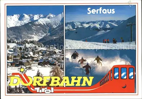 Serfaus Tirol Wintersportplatz Alpenpanorama Tiefschnee Skifahrer Dorfbahn Kat. Serfaus