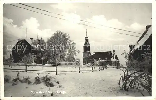 Schellerhau Dorfpartie mit Kirche Kat. Altenberg