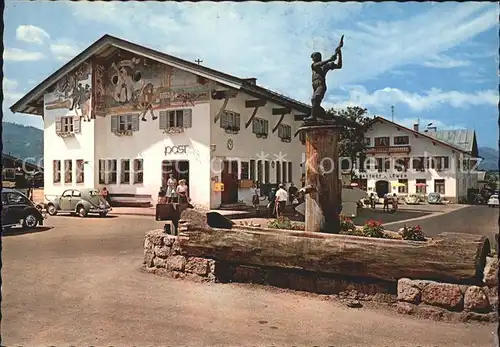 Reit Winkl Dorfplatz Brunnen Hotel Post Kat. Reit im Winkl