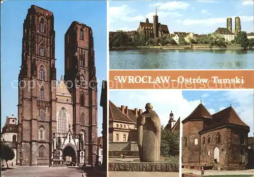 Wroclaw Ostrow Tumski Katedra w Widok Krzyza w Pomnik Marcina Ostrowa Tumskiego Kat. Wroclaw Breslau