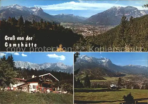 Garmisch Partenkirchen Total mit Zugspitze und Tiroler Berge Bergwirtschaft Gamshuette Kat. Garmisch Partenkirchen