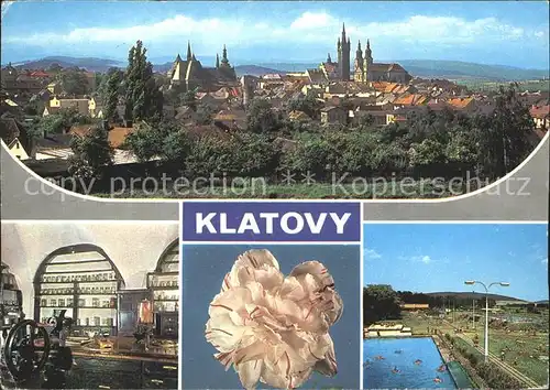 Klatovy Stadtansicht mit Schloss und Kirche Schwimmbad Kat. Klatovy