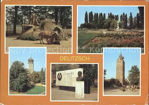 Delitzsch Brunnengruppe Genesung Schloss Wilhelm Pieck Ehrenmal Breiter Turm Kat. Delitzsch