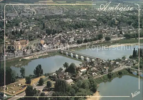 Amboise Vue generale aerienne Ile d Or pont sur la Loire et la ville Kat. Amboise