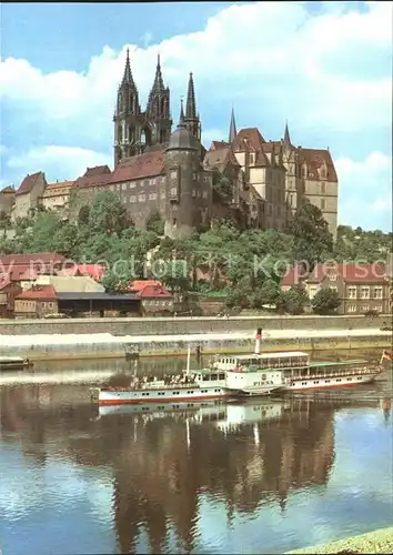 Meissen Elbe Sachsen Albrechtsburg und Dom Fahrgastschiff Kat. Meissen