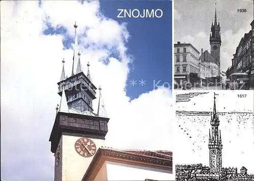 Znojmo Rathausturm 1938 und 1617 Kat. Znojmo