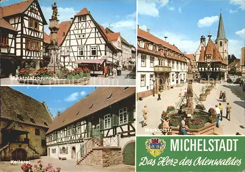 Michelstadt Marktplatz Kellerei Marktplatzbrunnen Kat. Michelstadt