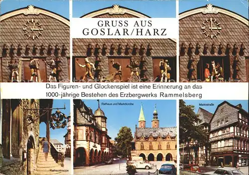 Goslar Das Figuren  und Glockenspiel Rathaus Marktkirche Rathaustreppe Kat. Goslar