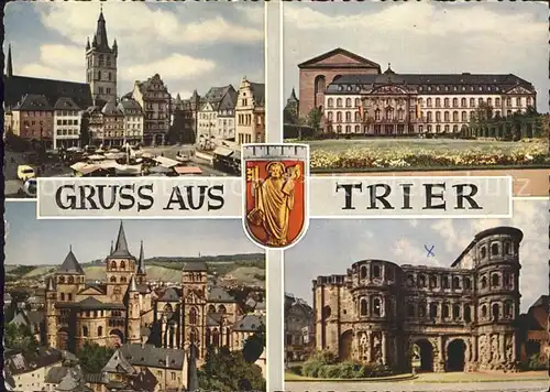 Trier Hauptmarkt mit Sankt Gangolph Basilika Domgruppe Porta Nigra Kat. Trier