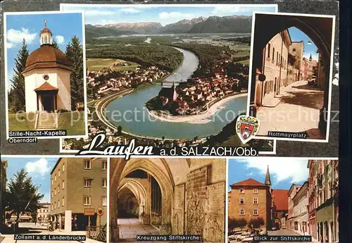 Laufen Salzach Rottmayrplatz Zollamt Panorama Kreuzgang Stiftskirche Kat. Laufen