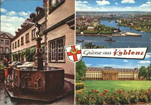 Koblenz Rhein Brunnen Theater Fliegeraufnahme Kat. Koblenz