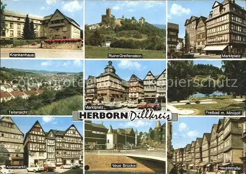 Herborn Hessen Ruine Greifenstein Kornmarkt Krankenhaus Kat. Herborn