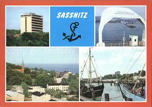 Sassnitz Ostseebad Ruegen Ruegenhotel Seeblick zur Mole Fischereihafen Kat. Sassnitz