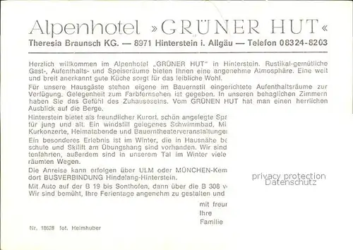 Hinterstein Bad Hindelang Alpenhotel Gruener Hut / Bad Hindelang /Oberallgaeu LKR