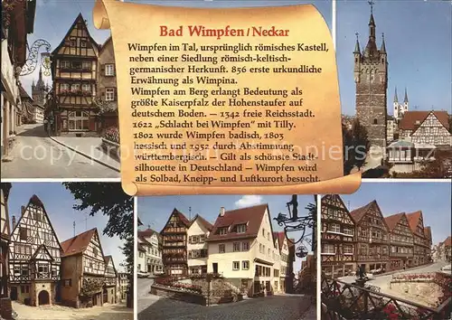 Bad Wimpfen Marktplatz Kirche Fachwerkhaeuser Turm Kat. Bad Wimpfen