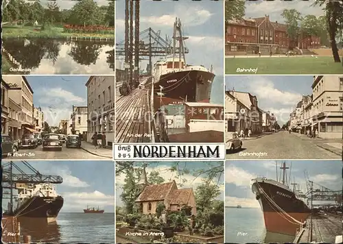 Nordenham Gartenteich Hafen Pir mit Schiff Wieneriga  Kat. Nordenham