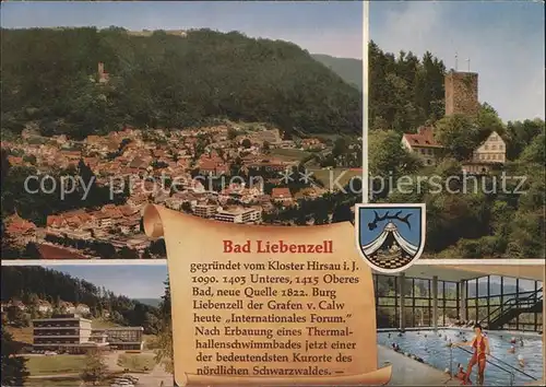 Bad Liebenzell Panorama Burg Kurhaus und Hallenbad Kat. Bad Liebenzell