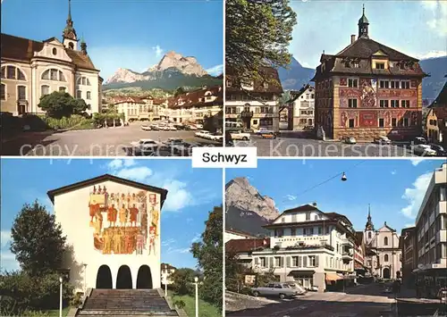 Schwyz Sankt Martins  Kirche Rathaus Bundesbrief  Archiv Kat. Schwyz