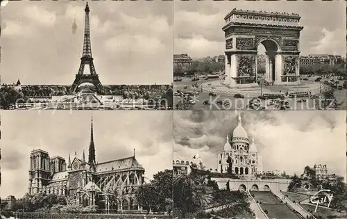 Paris Tour Eiffel Arc de Triomphe Notre Dame Sacre Coeur Kat. Paris