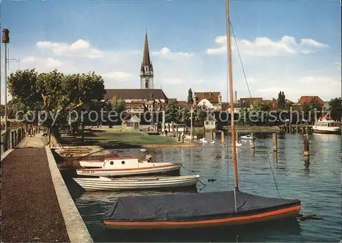 Radolfzell Bodensee Hafen mit Kirchturm Kat. Radolfzell am Bodensee