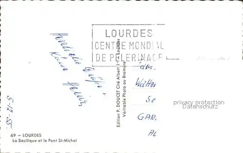 Lourdes Hautes Pyrenees Basilique Pont St Michel  Kat. Lourdes