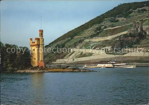 Bingen Rhein Maeuseturm Ehrenfels Dampfer  Kat. Bingen am Rhein