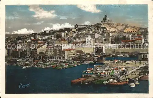 Marseille Hafen und Notre Dame de la Garde Kat. Marseille