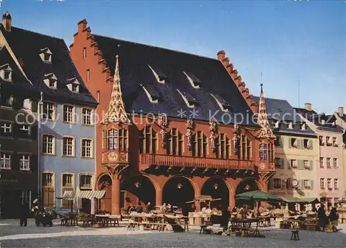 Freiburg Breisgau Markt mit historischem Kaufhaus Kat. Freiburg im Breisgau