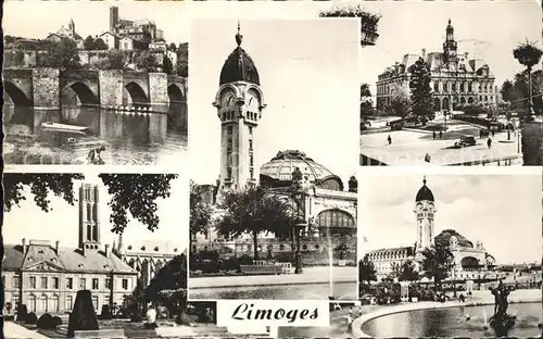 Limoges Haute Vienne Pont St Etienne Hotel de Ville Gare  Kat. Limoges