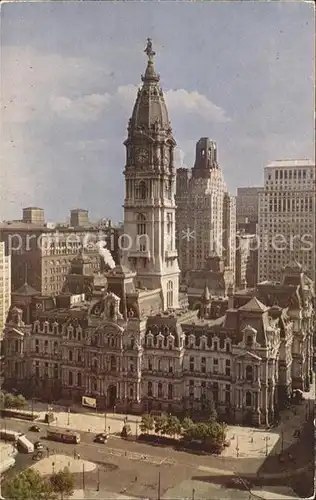 Philadelphia Pennsylvania City Hall Statue of William Penn crowning the tower Kat. Philadelphia