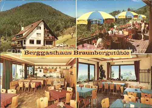 Loecherberg Berggasthaus Braunbergstueble Gaststube Terrasse Kat. Oppenau