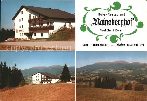 Reichenfels Hotel Restaurant Rainsbergerhof Panorama Kat. Reichenfels