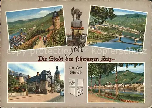 Zell Mosel Moselpartien Schwarze Katz Brunnen Teilansicht Kat. Zell (Mosel)