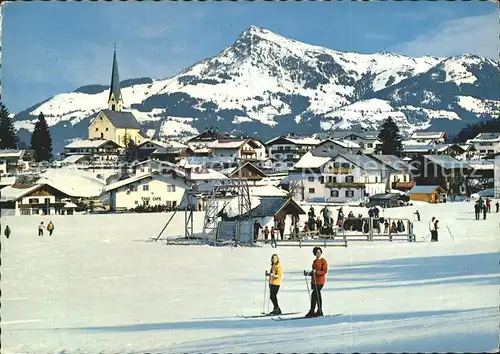 Kirchberg Tirol Ortsansicht uebungspiste Kitzbueheler Horn Kat. Kirchberg in Tirol