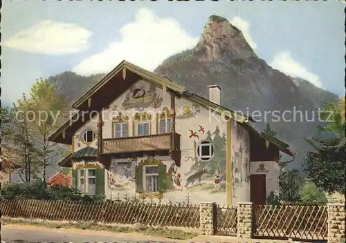 Oberammergau Rotkaeppchenhaus mit Kofel Kat. Oberammergau